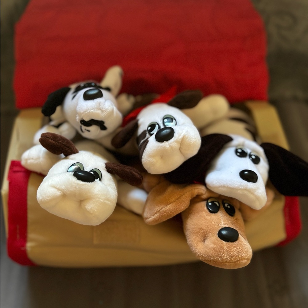 Plush Dog Toy Set - Brown and White